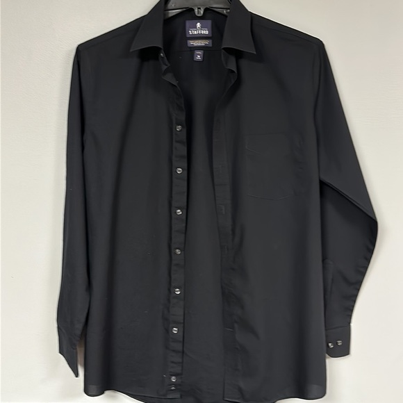 Stafford Easy Care Broadcloth Fitted , Button Down Shirt, 16, 34-35 BLACK - Picture 1 of 5